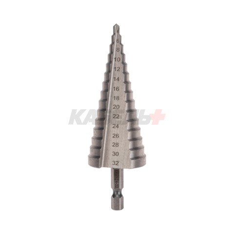 Сверло по металлу ступенчатое 4,0-32,0мм, 102мм, 62 HRC KRANZ