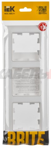 BRITE Рамка 3-местная РУ-3-БрАБ арктический белый/белый IEK