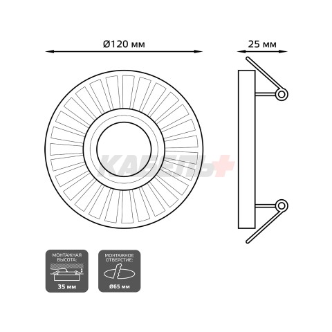 Светильник Gauss Backlight BL135 Кругл./узор. Черный, Gu5.3, 3W, LED 4000K 1/40