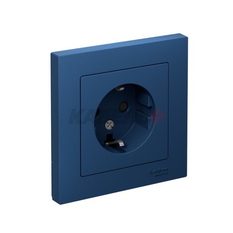 ATLASDESIGN РОЗЕТКА с заземлением со шторками, 16А, в сборе, АКВАМАРИН