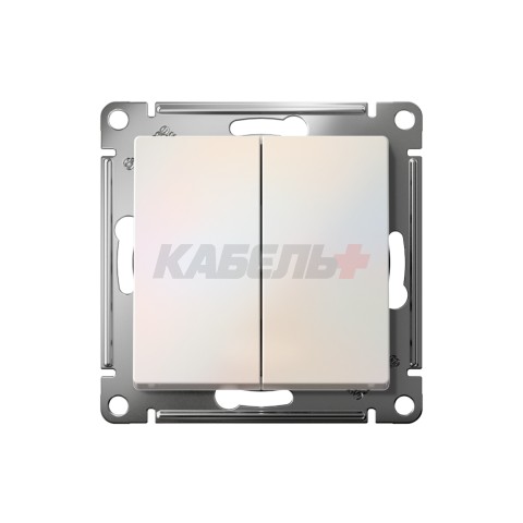 ATLASDESIGN 2-клавишный ПЕРЕКЛЮЧАТЕЛЬ, сх.6+6, 10АХ, мех., быстрозажим. клем., ЖЕМЧУГ