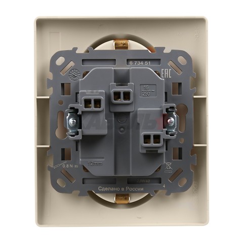 ETIKA Розетка 2местная с заземлением с защитными шторками 16А в сборе слоновая кость
