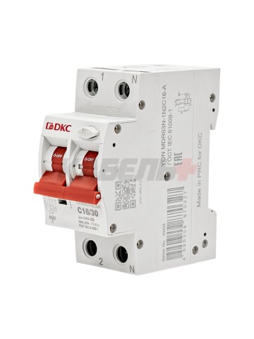 Дифавтомат YON max типа MDR, 1P+N, 30mA, 16A, хар-ка C, 6kA, тип А DKC