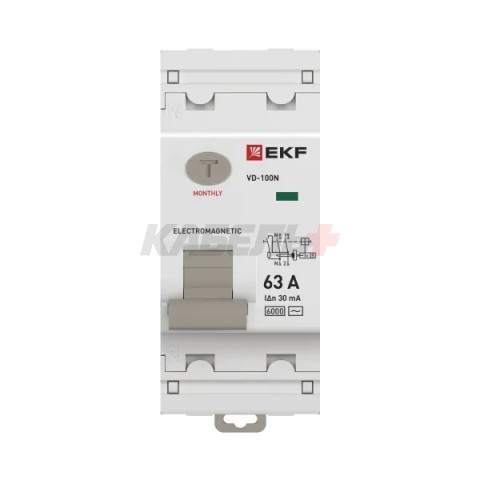 Выключатель дифференциального тока ВД-100N 2P 63А 30мА тип AC эл-мех 6кА PROXIMA EKF