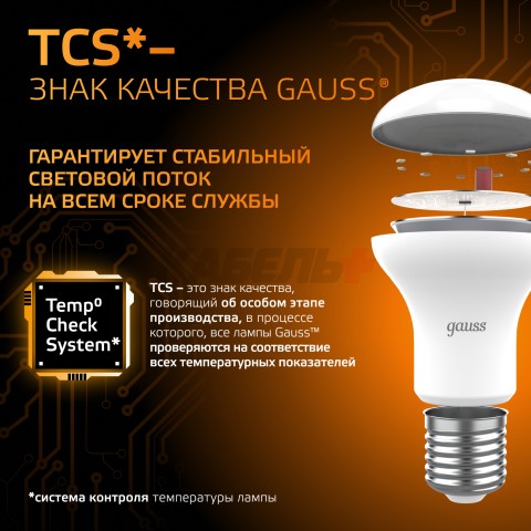 Лампа Gauss R63 9W 660lm 3000K E27 LED 1/10/50