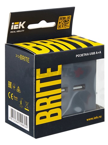 BRITE Розетка USB A+A 5В 3,1А РЮ10-1-БрМ маренго IEK