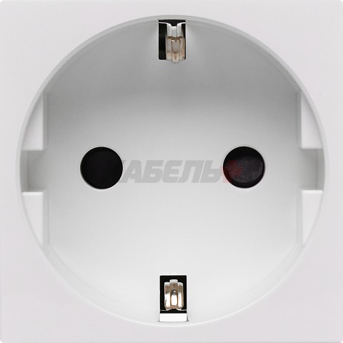 Розетка с заземляющим контактом защитной шторкой и винтовым зажимом (2 модуля) белая