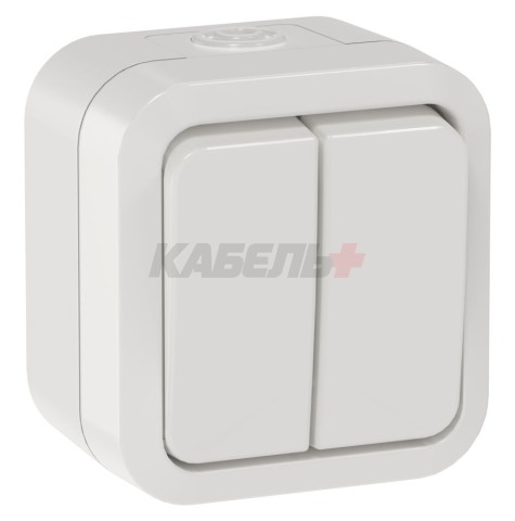 TORS Выключатель двухклавишный 10А IP55 TS305 белый IEK