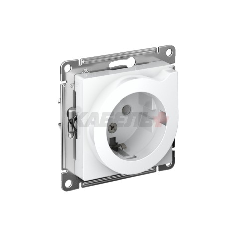 ATLASDESIGN РОЗЕТКА с заземлением со шторками с выталкивателем, 16А, механизм, БЕЛЫЙ
