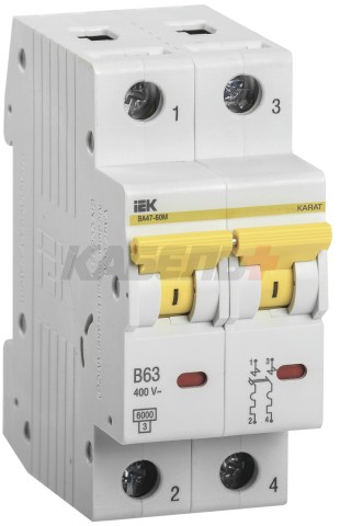 KARAT Автоматический выключатель ВА47-60M 2P D 32А 6кА IEK