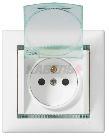 VALENA Розетка 1-местная с заземлением с защитными шторками и крышкой 16А IP44 белый