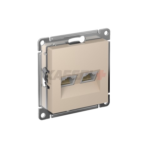 ATLASDESIGN РОЗЕТКА двойная компьютерная RJ45+RJ45 кат. 5e, механизм, ПЕСОЧНЫЙ