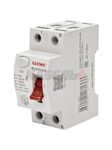 Устройство защитного отключения УЗО ВДТ YON MAX MDL100, 2P, 30mA, 16A, тип АС DKC