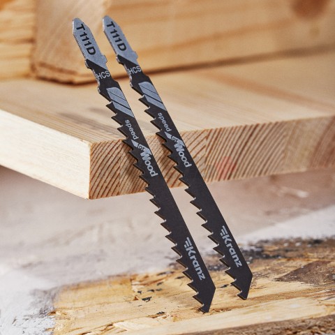 Пилка для электролобзика по дереву T111D 100 мм 6 зубьев на дюйм 6-60 мм (2 шт./уп.) Kranz