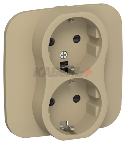 FLITE Розетка 2-местная с заземлением с защитными шторками безвинтовое крепление 16А РСш12-1-А-ФлХ хаки IEK