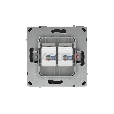 Компьютерная розетка RJ-45 без шторки, кат.6А двойная, KANT, черный уголь DKC