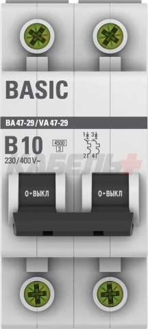Авт. выкл. 2P 10А (B) 4,5кА ВА 47-29 EKF