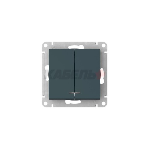 ATLASDESIGN 2-клавишный ВЫКЛЮЧАТЕЛЬ с подсветкой, сх.5а, 10АХ, мех., быстрозажим. клем., ИЗУМРУД