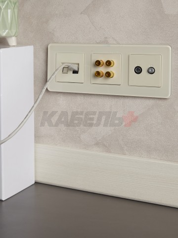 BRITE Розетка компьютерная двойная RJ45 кат.6 РК11-2-БрКр бежевый IEK