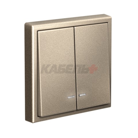 ARTGALLERY 2-клавишный ВЫКЛЮЧАТЕЛЬ с подсветкой, сх.5а, 10АХ, механизм, быстрозажим. клем., ШАМПАНЬ