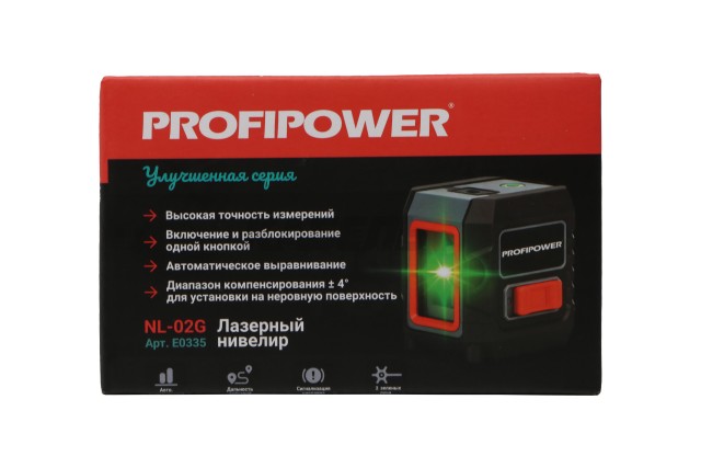 Лазерный нивелир E0335 PROFIPOWER 2 лучей NL-02G (2 лучей, лазер - зеленый,сумка-чехол)
