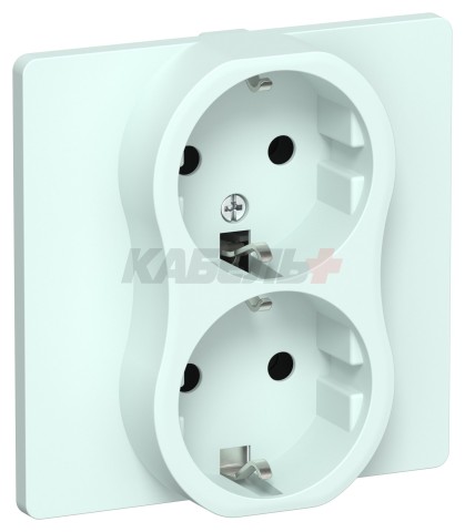 FLITE Розетка 2-местная с заземлением без защитных шторок безвинтовое крепление 16А РС12-1-К-ФлХЛ холодный лед IEK