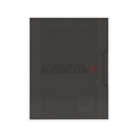 Щиток 24 мод настенный слаботочный FRAME, белый, с тонированной дверцей, с монтажной платой, в комплекте с 1 розеткой Viva (арт. 45005) и установочной рамкой DKC