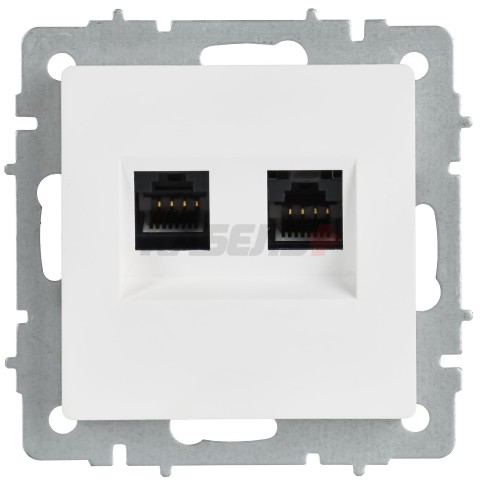 BRITE Розетка компьютерная двойная RJ45 кат.6 РК11-2-БрАБ арктический белый IEK