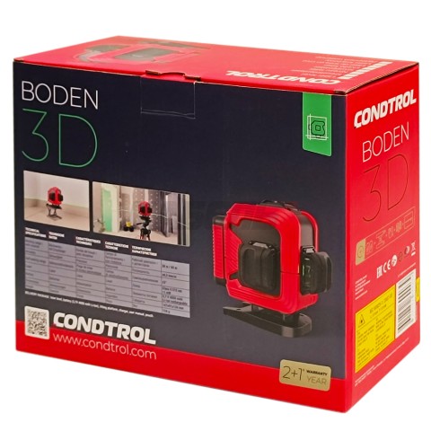 Нивелир лазерный Boden 3D (Зеленый / 30/60 м / 3 луча / +- 0,3 мм/м / Сумка), CONDTROL