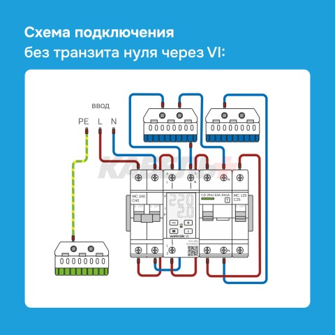 Реле напряжения с контролем тока Welrok VI-32 red