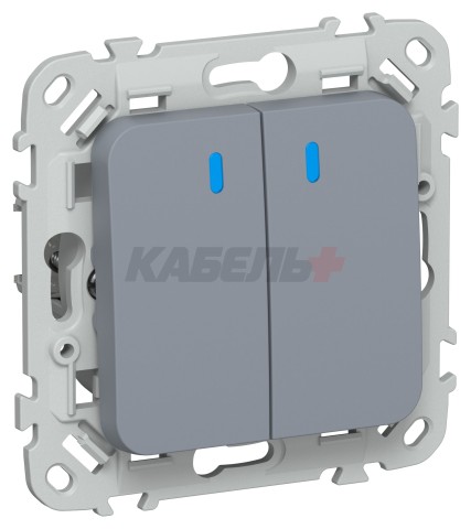 FLITE Выключатель 2-клавишный проходной с индикацией 10А ВС62-1-1-ФлМ маренго IEK