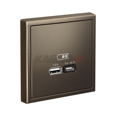 ARTGALLERY USB РОЗЕТКА A + тип-C 45Вт высокоскор.заряд. QC, PD, механизм, МОККО