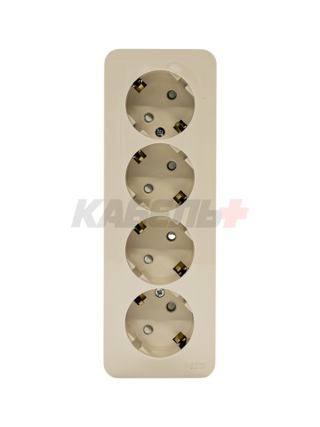 BLANCA О/У РОЗЕТКА 4-я с заземлением со шторками, ИЗОЛ.ПЛ., 16А, 250В, БЕЖЕВЫЙ