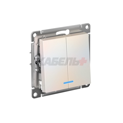 ATLASDESIGN 2-клавишный ВЫКЛЮЧАТЕЛЬ с подсветкой, сх.5а, 10АХ, механизм, ЖЕМЧУГ