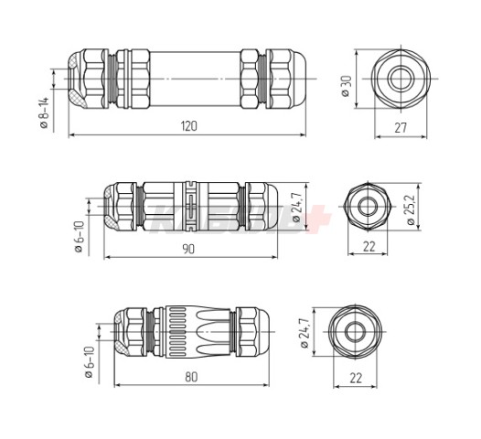 Коннектор кабельный FFC-23/3P-IP68 (Fortisflex)
