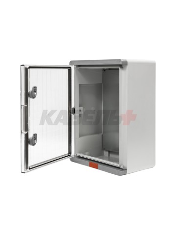 Пластиковый корпус 400х300х170 (ВхШхГ) прозрачная дверь, с монтажной платой, Design Pro Series IP67