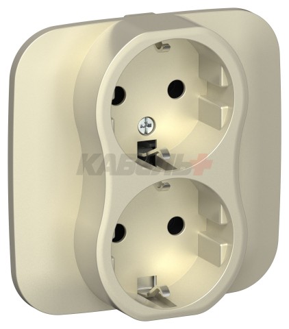 FLITE Розетка 2-местная с заземлением без защитных шторок 16А РС12-0-А-ФлШ шампань IEK