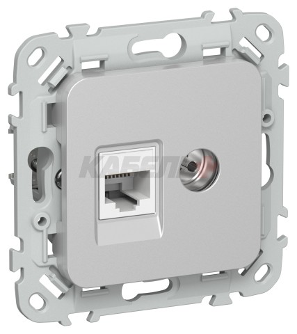 FLITE Розетка 2-местная RJ45/TV категория 6 UTP РКТВ6-2-0-ФлА алюминий IEK