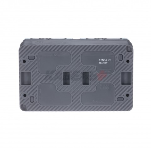 ATLASDESIGN PROFI IP54 О/У РОЗЕТКА двойная с заземлением со шторками, 16А, АНТРАЦИТ