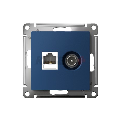 ATLASDESIGN РОЗЕТКА двойная ТВ + компьютерная RJ45 кат. 5e, механизм, АКВАМАРИН