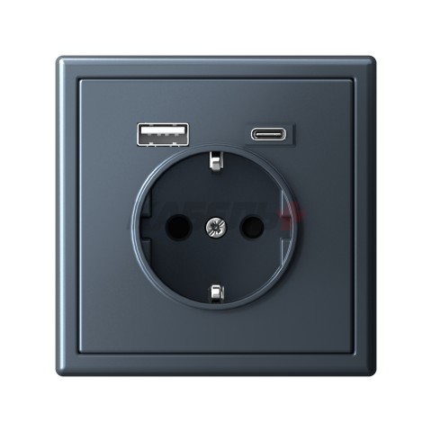 ARTGALLERY РОЗЕТКА 16А с 2 USB A+C, 5В/2,4А/3,0А, 2х5В/1,5А, механизм, ГРИФЕЛЬ