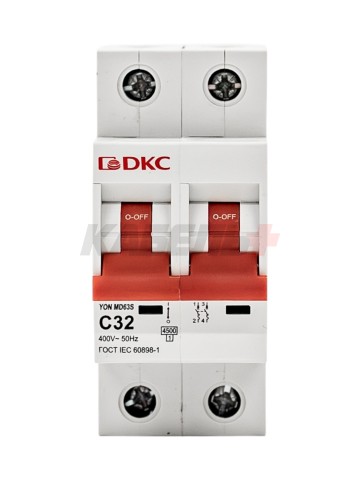 Автоматический выключатель YON max типа MD63S, 4,5кА, 2 полюса, хар-ка C, 32А DKC
