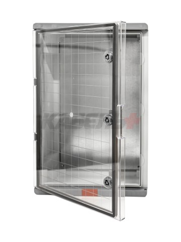 Пластиковый корпус 600х400х200 (ВхШхГ) прозрачная дверь, с монтажной платой, Design Pro Series IP67