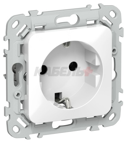 FLITE Розетка с заземлением без защитных шторок безвинтовое крепление 16А РС11-1-ФлБ белый IEK