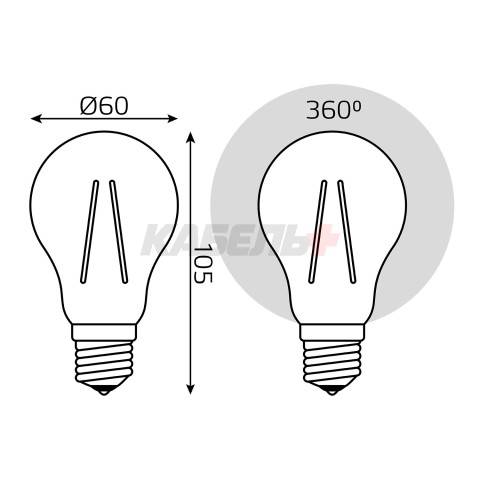 Лампа Gauss Filament Elementary А60 9W 730lm 4100К Е27 LED