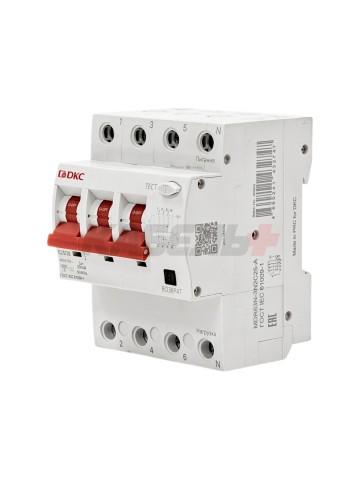 Дифавтомат YON max типа MDR, 3P+N, 30mA, 25A, хар-ка C, 6kA, тип A DKC