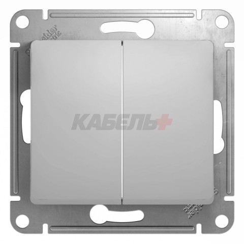 Выключатель  2-клавишный Schneider Electric Glossa GSL000351 Алюминий