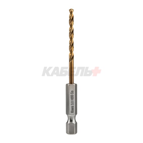 Набор сверл по металлу «Кобальт», 3-8 мм, Р6М5К5, шестигранный хвостовик, 5 шт. KRANZ