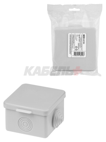 Распаячная коробка ОП 65х65х50мм, крышка, IP54, 4вх. инд. штрихкод TDM