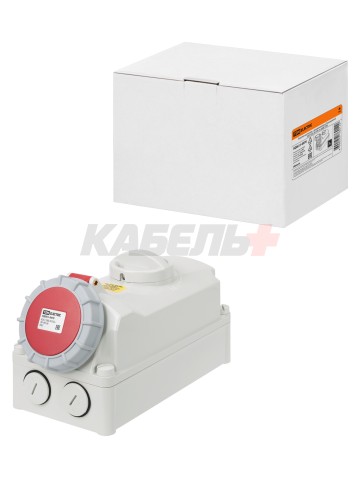 Розетка настенная, с выключателем и блокировкой IP67 63А 3P+PE+N 380В TDM